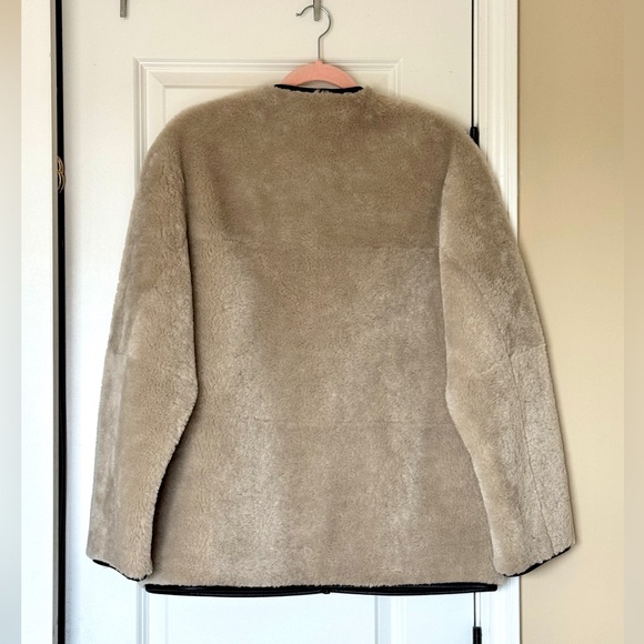 New! Mango Women’s Taupe Faux Shearling Coat - Picture 4 of 7